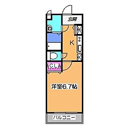 ピリアなかもず 1Kの間取図画像