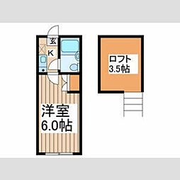 アスコット西国立 1階1Kの間取り