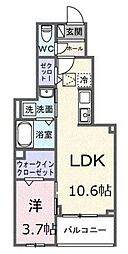 藤沢市石川1丁目アパート 1LDKの間取図画像