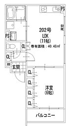 コンフォート宮野町 1LDKの間取図画像