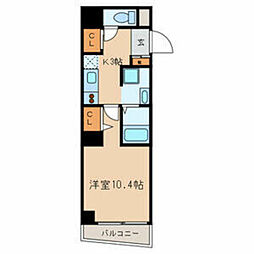 ボナール縁 1Kの間取図画像