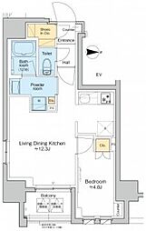 プラウドフラット浅草アベニュー 1LDKの間取図画像