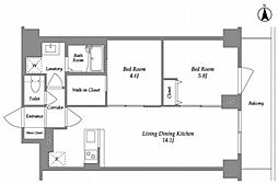 KDXレジデンス上板橋 1階2LDKの間取り