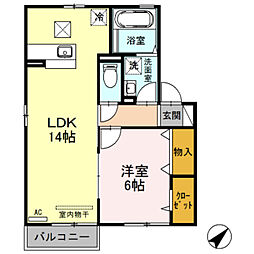 白鷺 1LDKの間取図画像