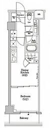 ザ・パークハビオSOHO市谷左内町 1DKの間取図画像