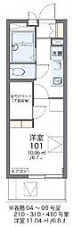 レオパレスサステナビリティ 1Kの間取図画像