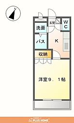 コンフォース2 1Kの間取図画像