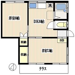 コーポ福寿 2DKの間取図画像