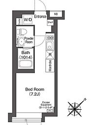 エスタート大井町フォレスト 2階ワンルームの間取り