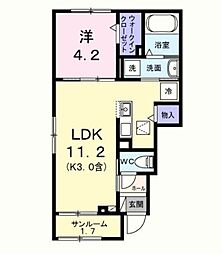 ヴィラソフィア 1LDKの間取図画像