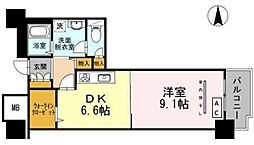品川シーサイドビュータワー I 21階1DKの間取り