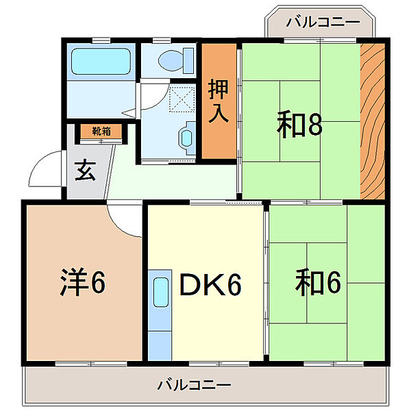 コーポラス米山 103｜静岡県富士市松岡(賃貸マンション3DK・1階・60.34㎡)の写真 その2