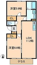 ガーデンホームKobushi 2LDKの間取図画像