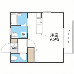 Aレガート和白2 ワンルームの間取図画像