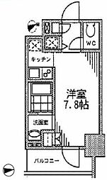 カスタリア門前仲町2 ワンルームの間取図画像