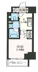 プライムメゾン市谷山伏町 1Kの間取図画像