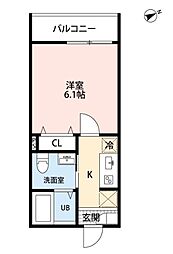 小平市学園西町1丁目アパート 1Kの間取図画像