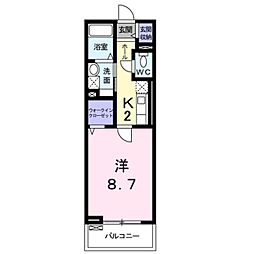 プレジェーネ一津屋 1Kの間取図画像