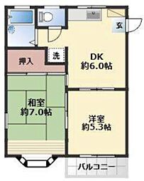 ビーフローラ2 2DKの間取図画像