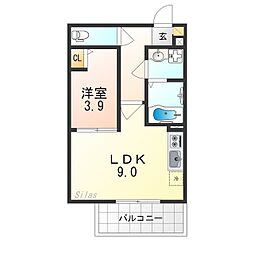 ブバルディア 1LDKの間取図画像