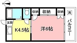 第3ふじみ荘 2階1Kの間取り