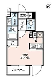 プレール・ドゥーク学芸大学2 ワンルームの間取図画像