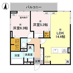 D-ROOM中小阪 2LDKの間取図画像