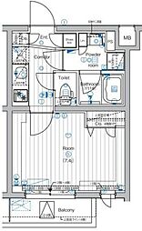 PREMIUMCUBE中野 1Kの間取図画像