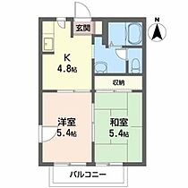 若葉サンデール 203 ｜ 岩手県花巻市若葉町１丁目9-2（賃貸アパート2K・2階・35.00㎡） その2