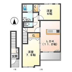 ララ・パレッタ 2LDKの間取図画像