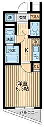 東急東横線 学芸大学駅 徒歩17分の賃貸マンション 6階1Kの間取り