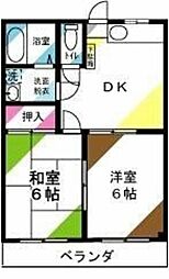白石コーポA 2DKの間取図画像