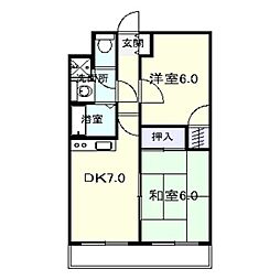 ステム中百舌鳥 1階2DKの間取り