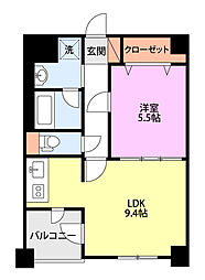 ブルームはなみずき 1LDKの間取図画像