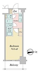 クロスレジデンス飯田橋 1Kの間取図画像