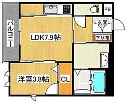 ジムニーパーク 2階1LDKの間取り