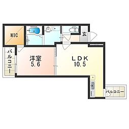 フジパレス三国本町 1LDKの間取図画像
