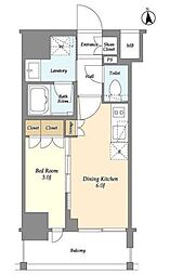 SEASONFLATS大森北 1DKの間取図画像