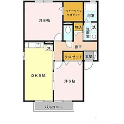 モアエクレール 2DKの間取図画像