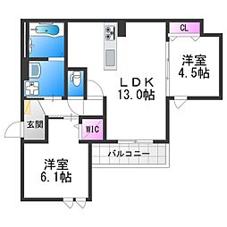 仮)エスポワレジデンス 2LDKの間取図画像