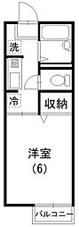 ヴィラ本厚木 1Kの間取図画像