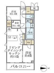 目黒区緑が丘1丁目マンション 2LDKの間取図画像