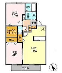 メゾンエトワール 1階2LDKの間取り