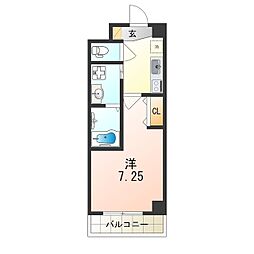 ジェンシア塚口 1Kの間取図画像