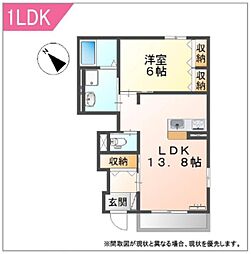 パルティール 1LDKの間取図画像