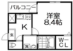 枚方市津田駅前1丁目アパート 1Kの間取図画像