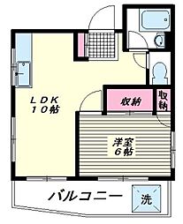 青木ハイツ 1LDKの間取図画像