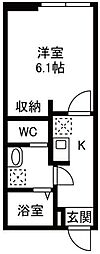 Reberty 市川 1Kの間取図画像