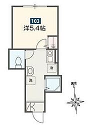 ＭＥＬＤＩＡノイエ 1階1Kの間取り