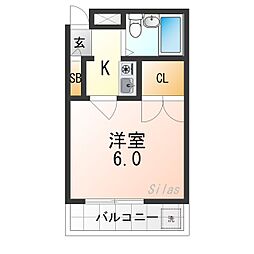 ルビナス竹澤 2階1Kの間取り